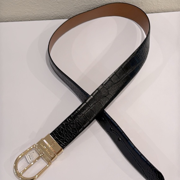 Michael Kors Reversible Croc-Embossed Black Brown Belt (size medium) - Picture 5 of 7